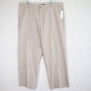 Chaps Pants Mens 42x30 Mitchell Relaxed Fit Khaki Chino Flat Front Beige NWT